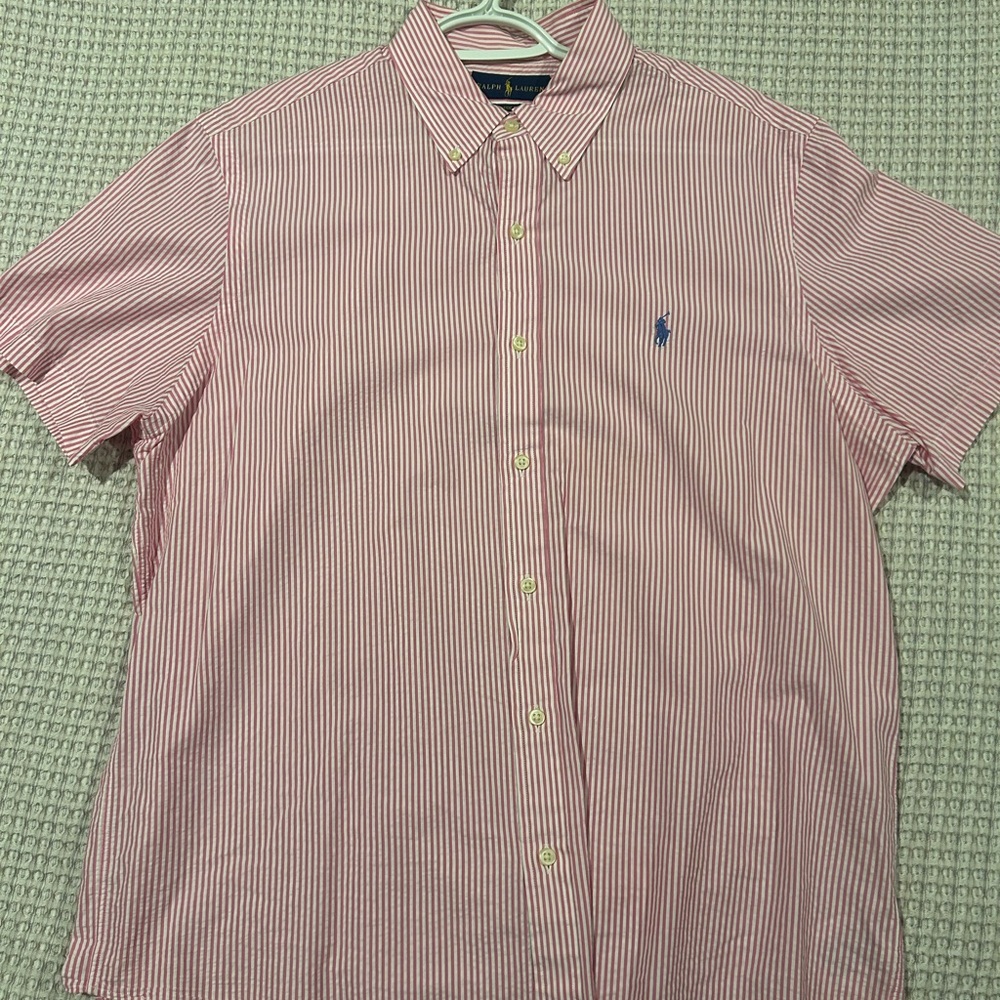 Ralph Lauren pink and White Casual Button Down Shirt